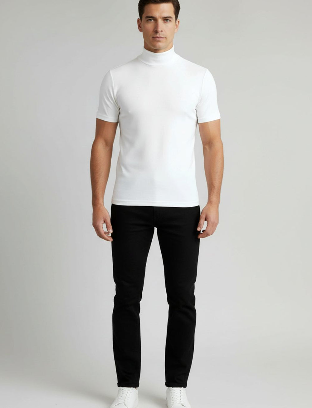Men's Slim-Fit Mock-Neck Short-Sleeve T-Shirt