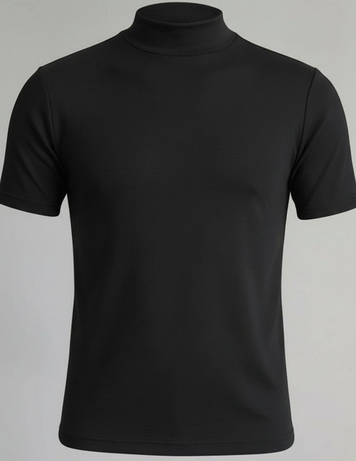 Men's Slim-Fit Mock-Neck Short-Sleeve T-Shirt - Black