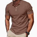 Alexander | Men's Slim-Fit Pima Cotton Polo Shirt Kent Collar Button Placket, Khaki