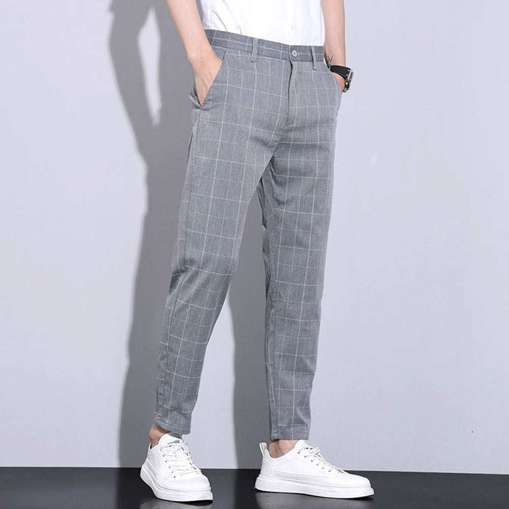 Men's Slim-Fit Plaid Cropped Chino Pants