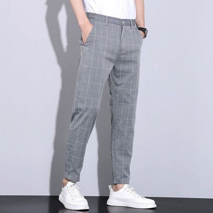 Men's Slim-Fit Plaid Cropped Chino Pants