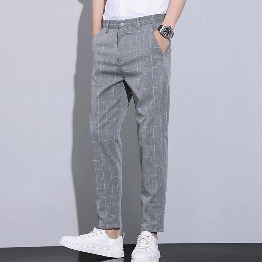 Men's Slim-Fit Plaid Cropped Chino Pants
