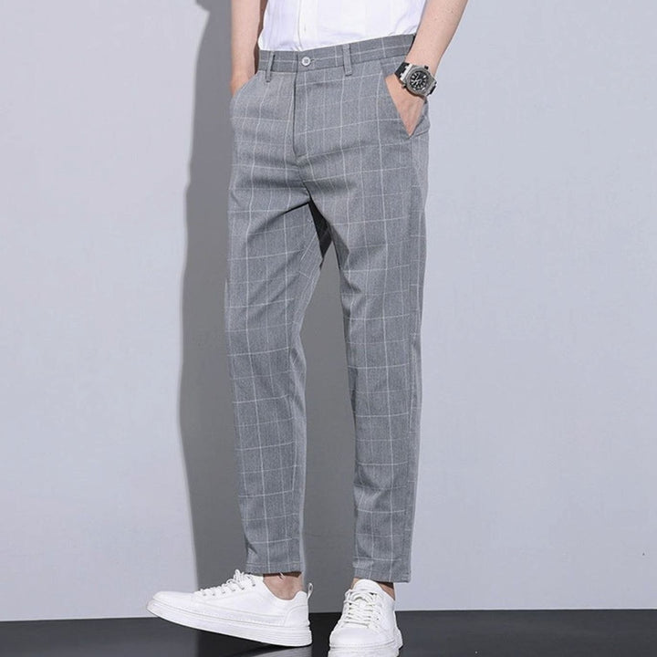 Men's Slim-Fit Plaid Cropped Chino Pants