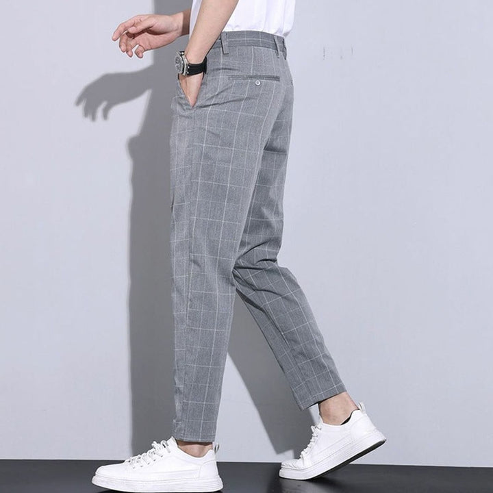 Men's Slim-Fit Plaid Cropped Chino Pants