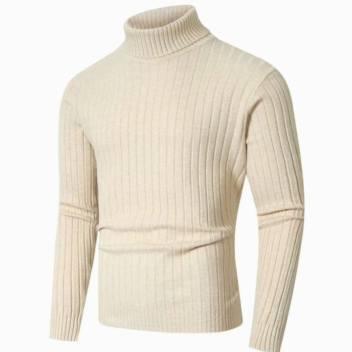 Men's Slim-Fit Ribbed Turtleneck Pullover Sweater - Ecru