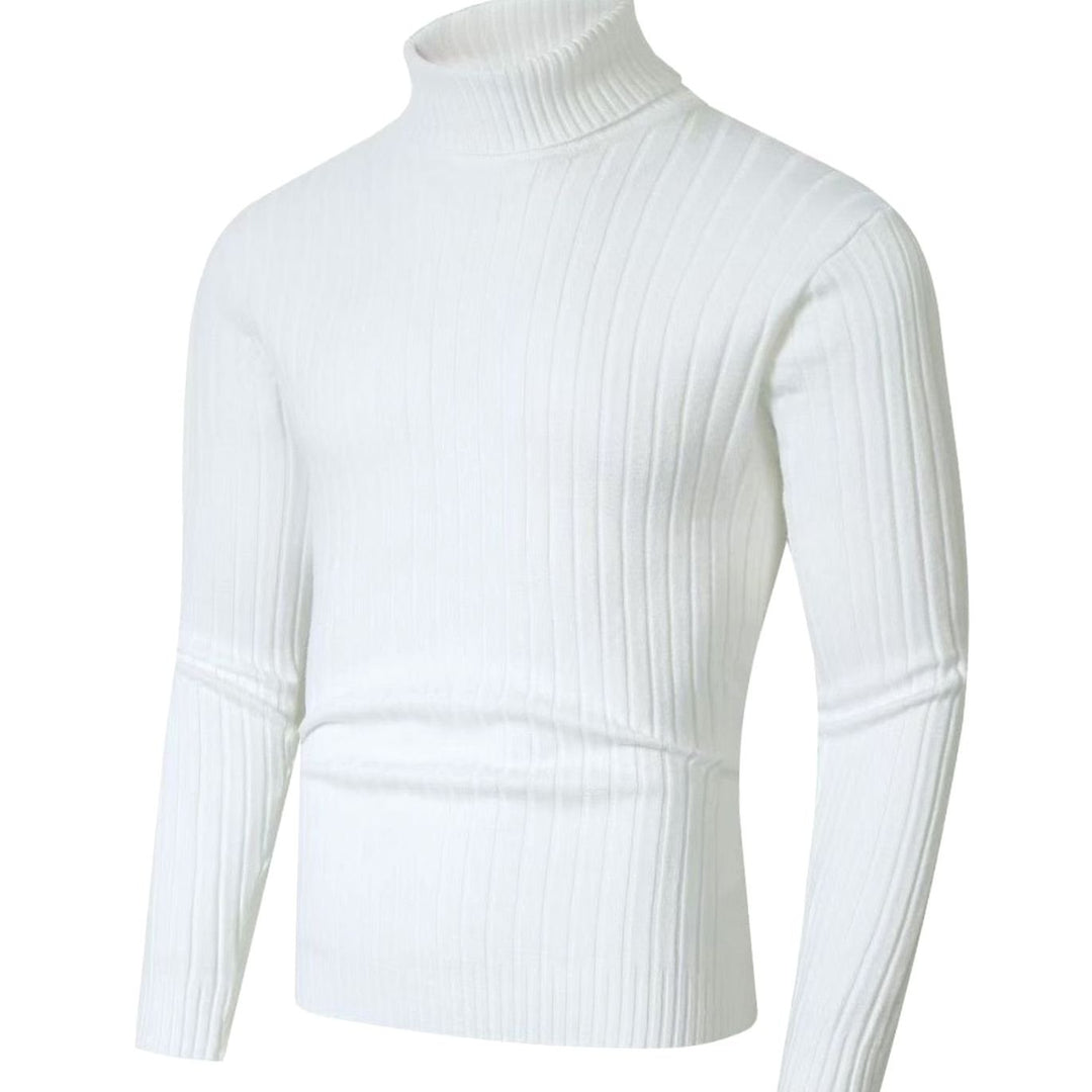 Men's Slim-Fit Ribbed Turtleneck Pullover Sweater - White