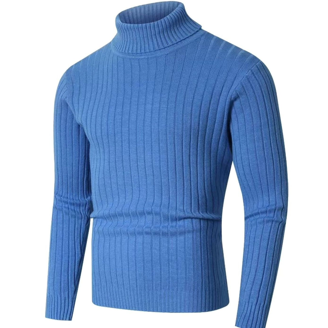 Men's Slim-Fit Ribbed Turtleneck Pullover Sweater - Blue