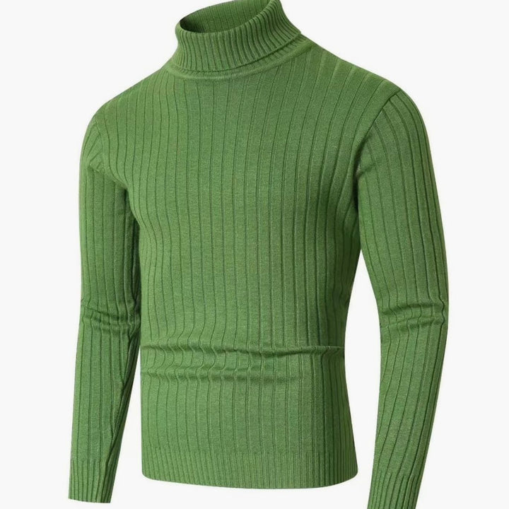 Men's Slim-Fit Ribbed Turtleneck Pullover Sweater - Green