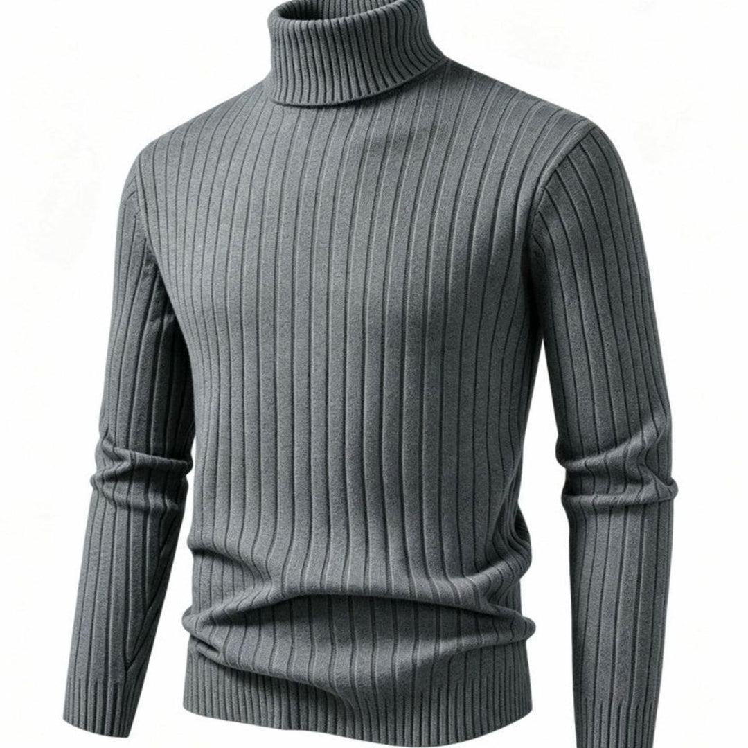 Men's Slim-Fit Ribbed Turtleneck Pullover Sweater - Dark Gray