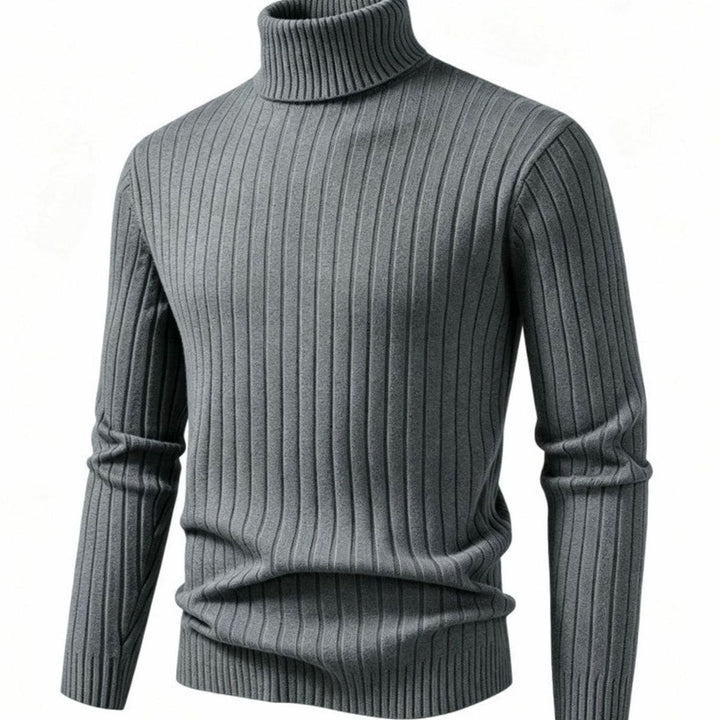 Men's Slim-Fit Ribbed Turtleneck Pullover Sweater - Dark Gray