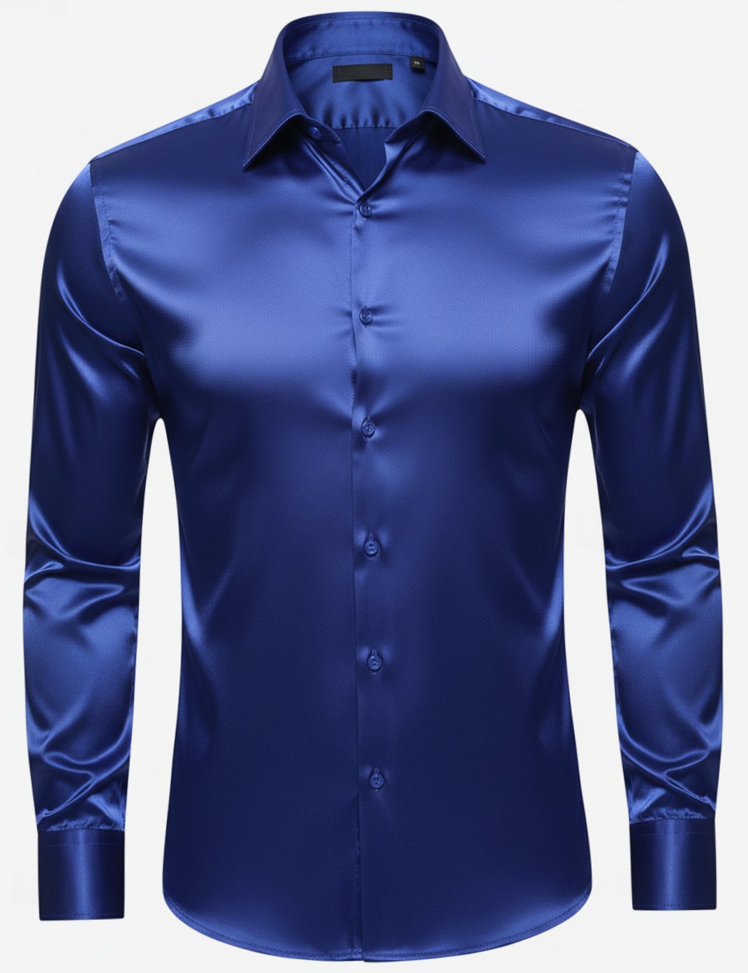 Men's Slim-Fit Satin Dress Shirt Italian Collar Long Sleeve