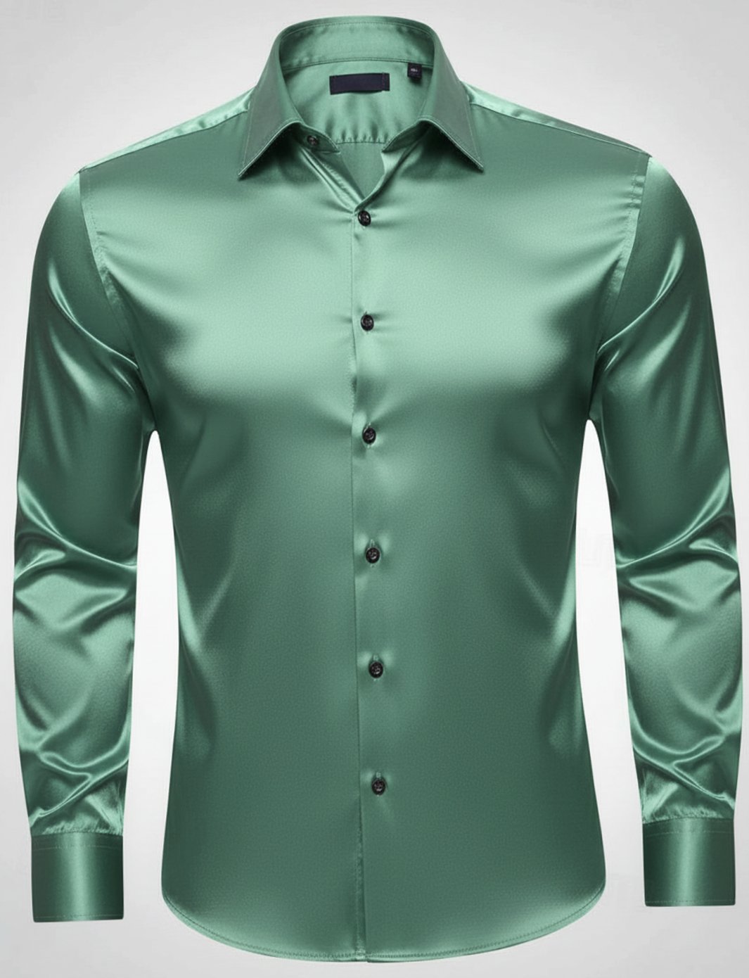 Men's Slim-Fit Satin Dress Shirt Italian Collar Long Sleeve