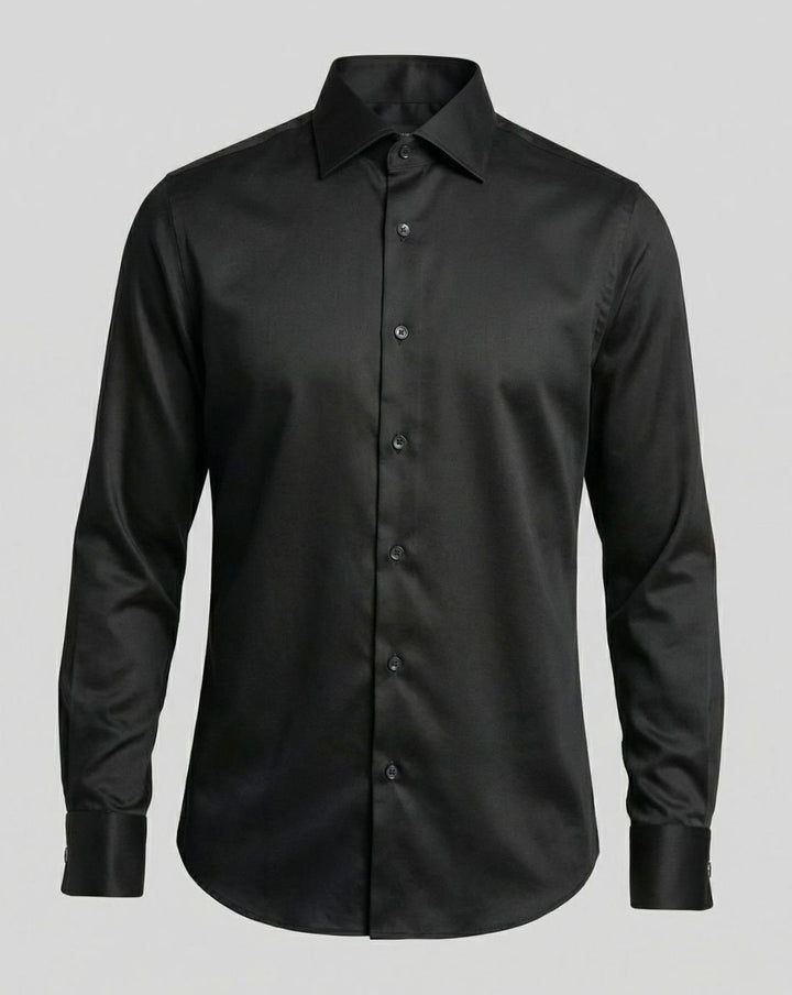 Men's Slim-Fit Satin Dress Shirt Long Sleeve Button-Up