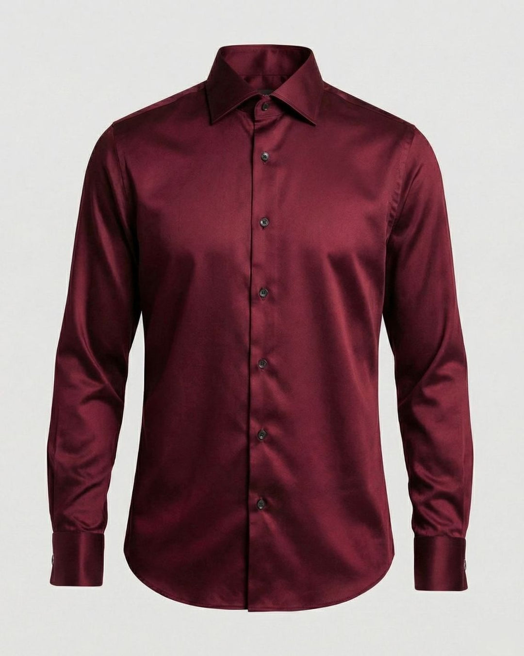 Men's Slim-Fit Satin Dress Shirt Long Sleeve Button-Up - Red