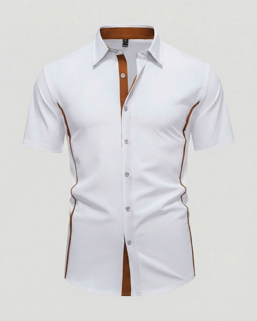 Men's Slim-Fit Short-Sleeve Button-Up Shirt Contrast Trim - White
