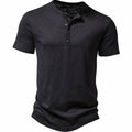 Elijah | Men's Slim-Fit Short-Sleeve Henley Shirt Button Collar Tee