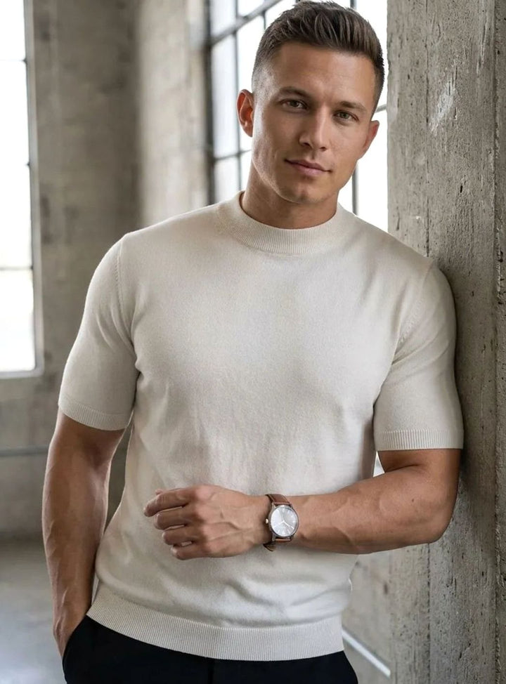 Men's Slim-Fit Short-Sleeve Knit Crew Neck T-Shirt