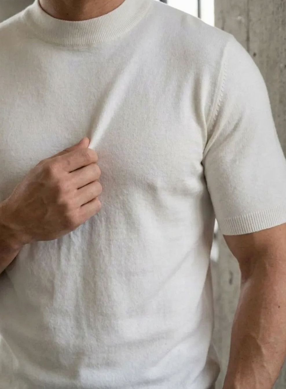 Men's Slim-Fit Short-Sleeve Knit Crew Neck T-Shirt