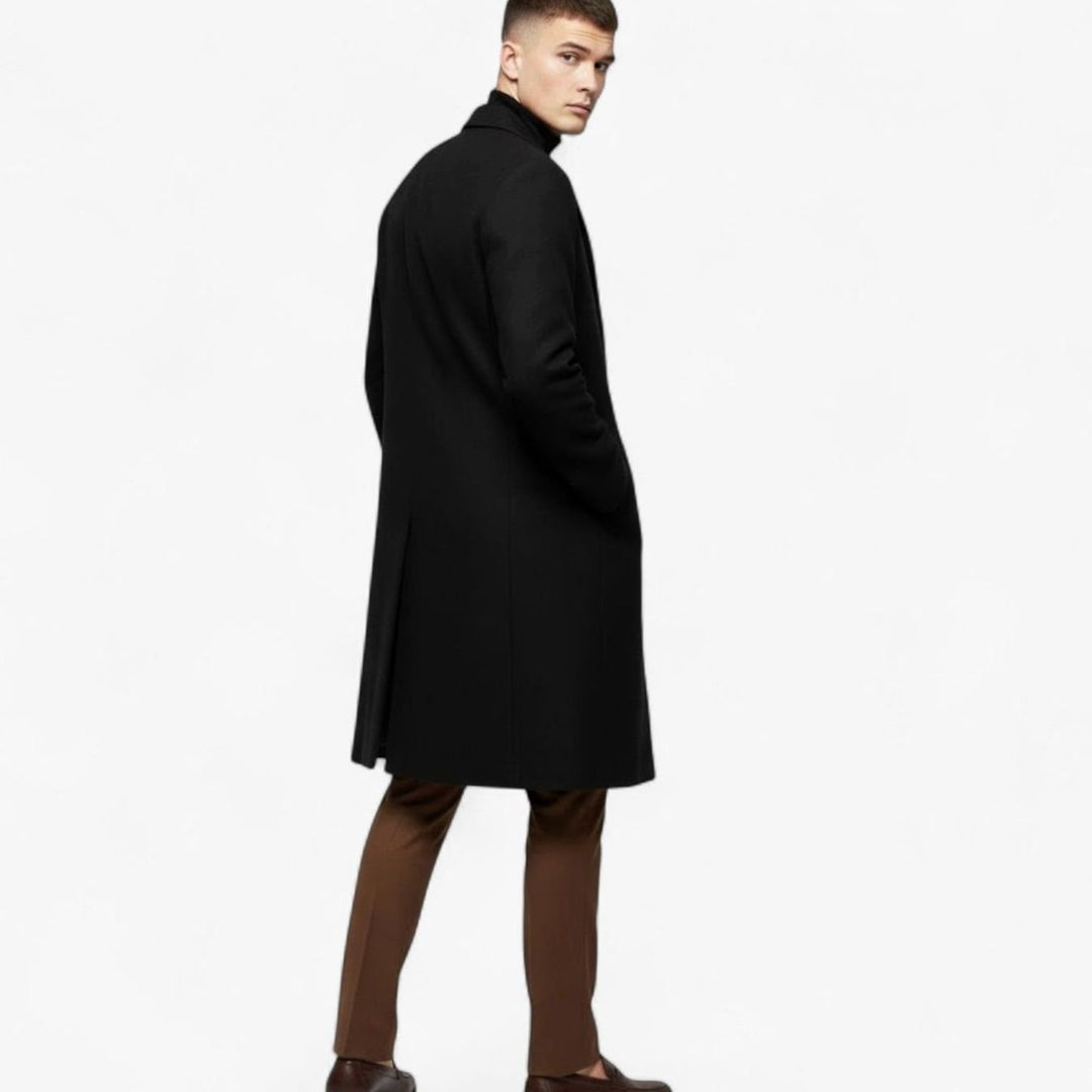 Men's Slim-Fit Single-Breasted Wool-Blend Mid-Length Overcoat