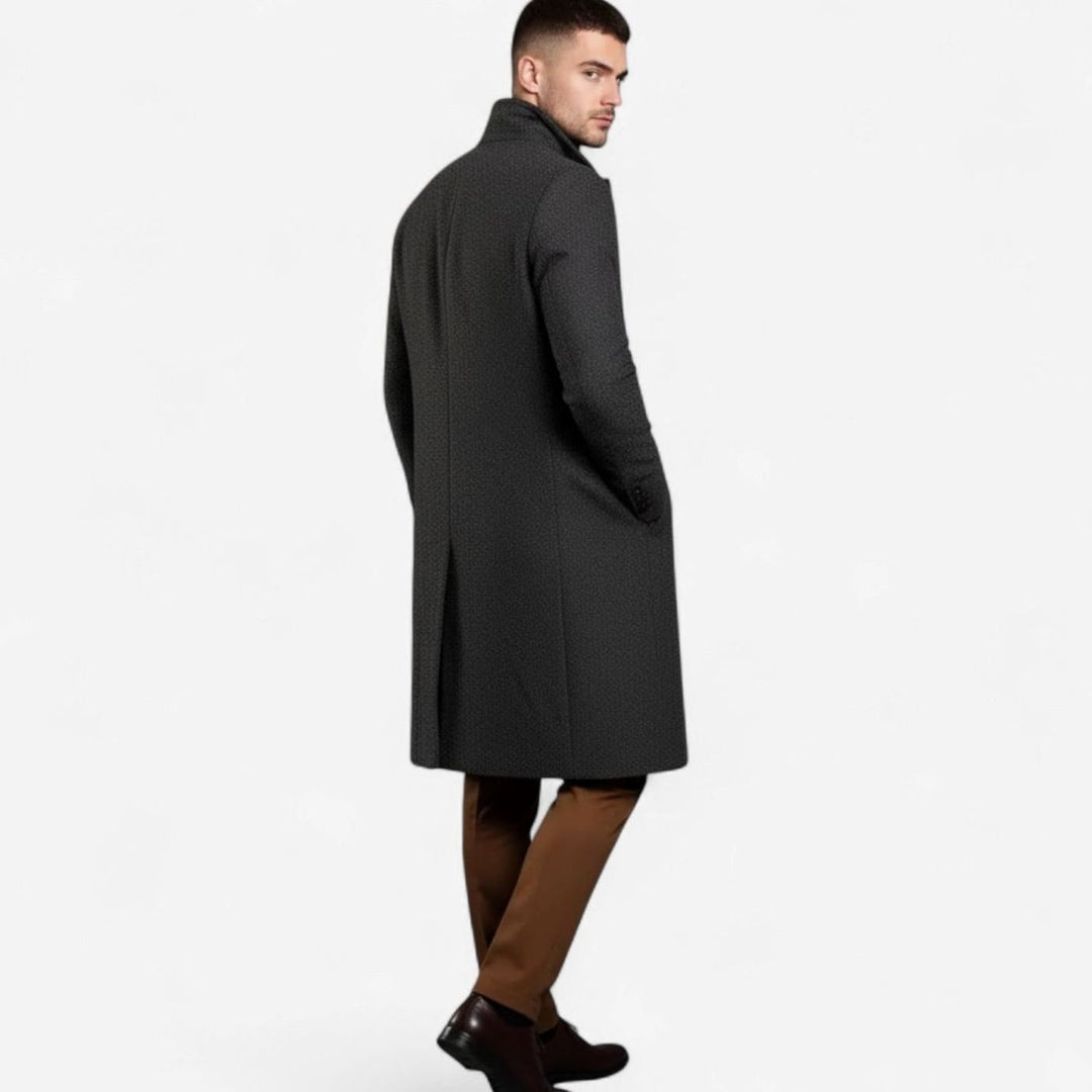 Men's Slim-Fit Single-Breasted Wool-Blend Mid-Length Overcoat