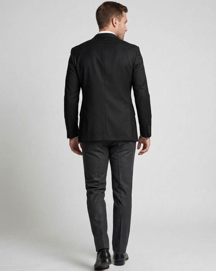 Men's Slim Fit Single-Button Black Suit Blazer Jacket One-button