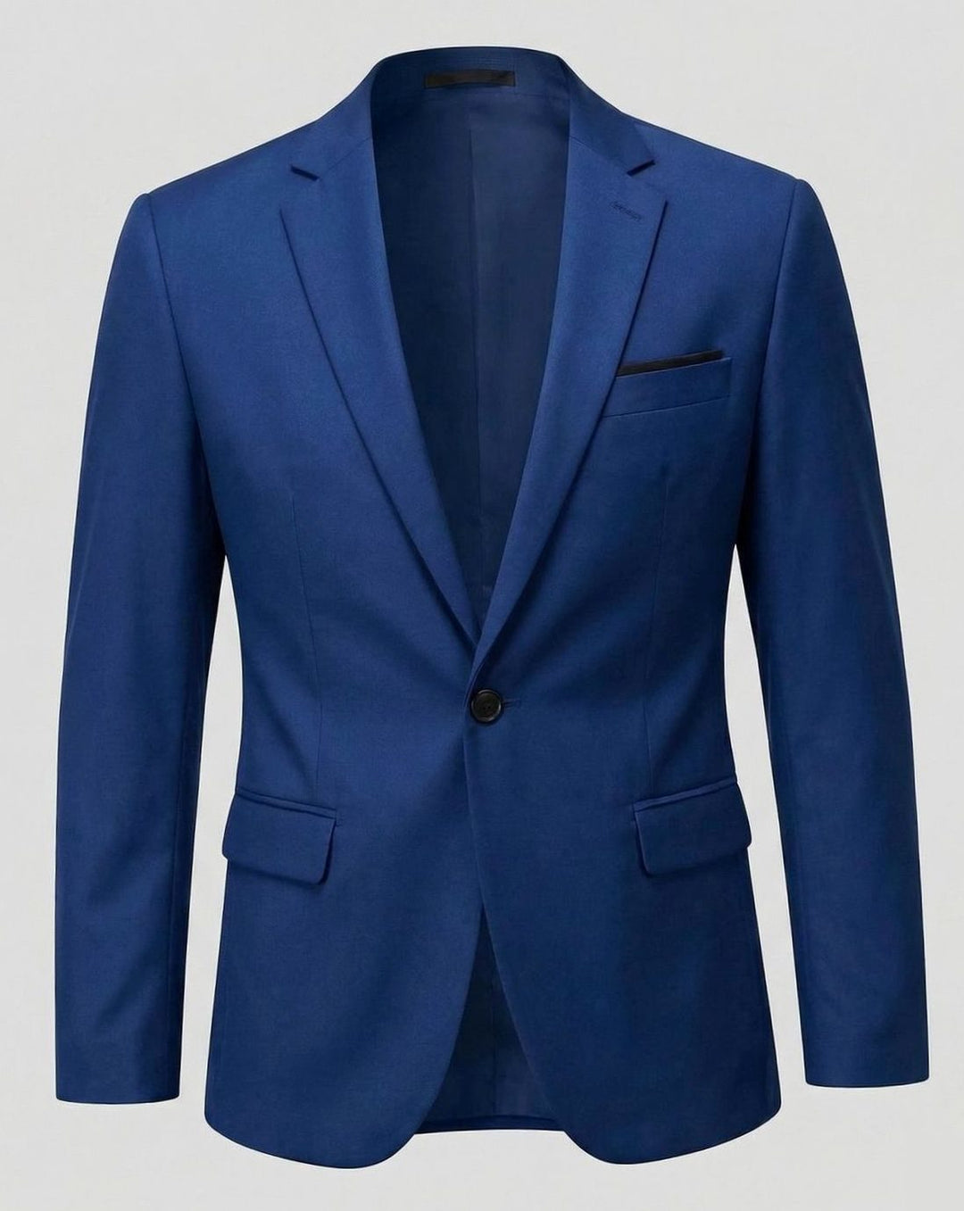 Men's Slim Fit Single-Button Black Suit Blazer Jacket One-button - Blue