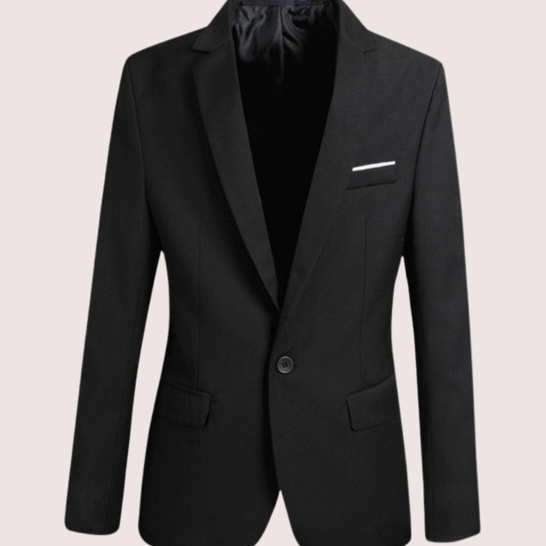 Men's Slim-Fit Single-Button Casual Blazer Jacket - Black