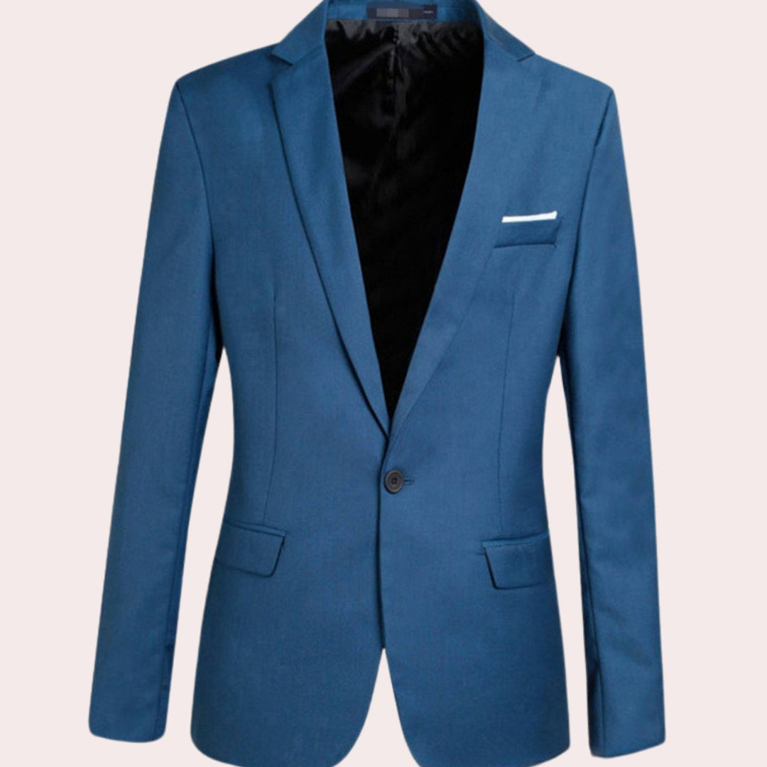 Men's Slim-Fit Single-Button Casual Blazer Jacket - Blue