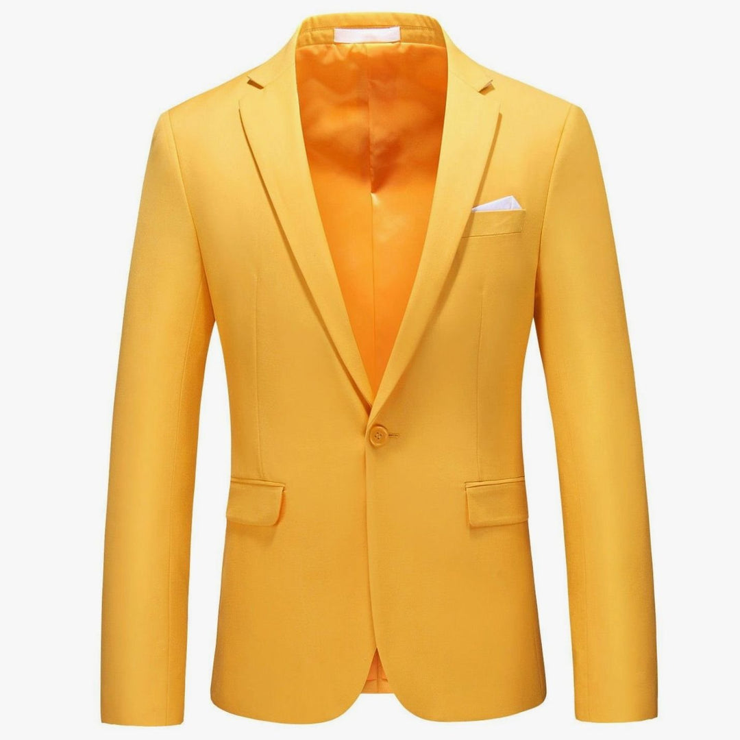 Men's Slim-Fit Single-Button Notch Lapel Blazer Jacket - Orange Yellow