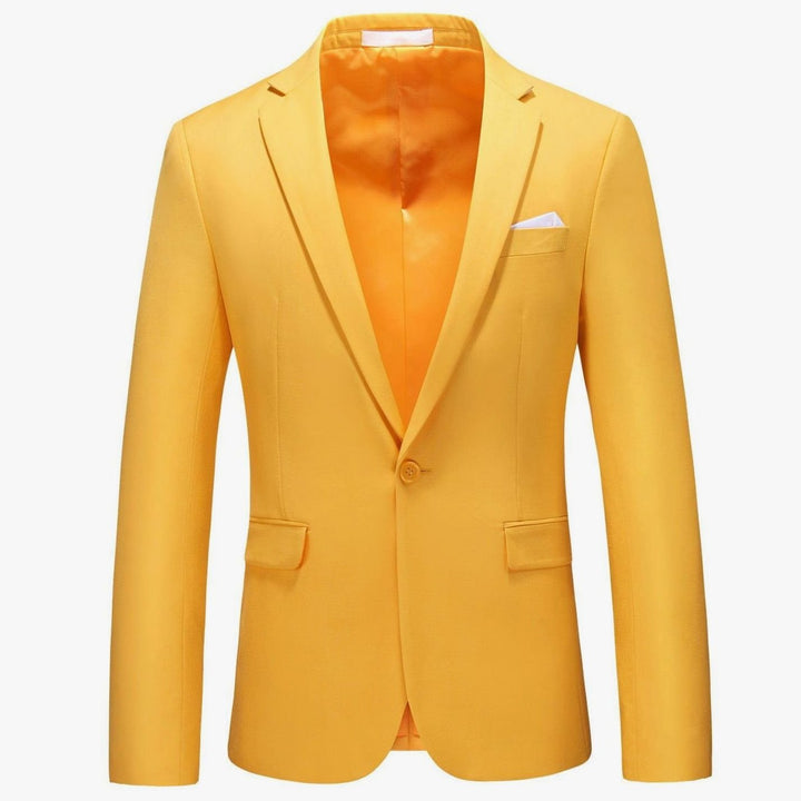 Men's Slim-Fit Single-Button Notch Lapel Blazer Jacket - Orange Yellow