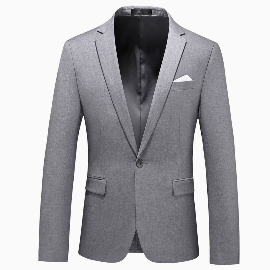 Men's Slim-Fit Single-Button Notch Lapel Blazer Jacket - Gray