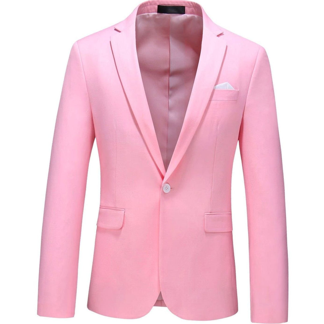 Men's Slim-Fit Single-Button Notch Lapel Blazer Jacket - Rose