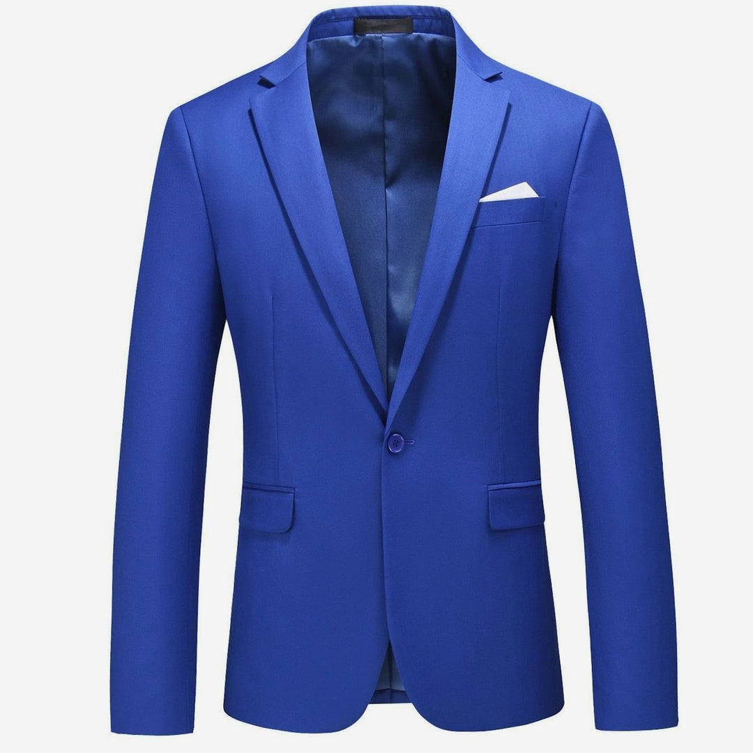 Men's Slim-Fit Single-Button Notch Lapel Blazer Jacket - Cobalt Blue