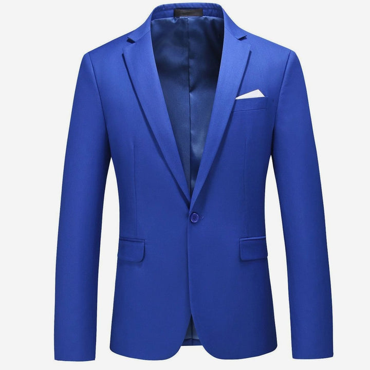 Men's Slim-Fit Single-Button Notch Lapel Blazer Jacket - Cobalt Blue