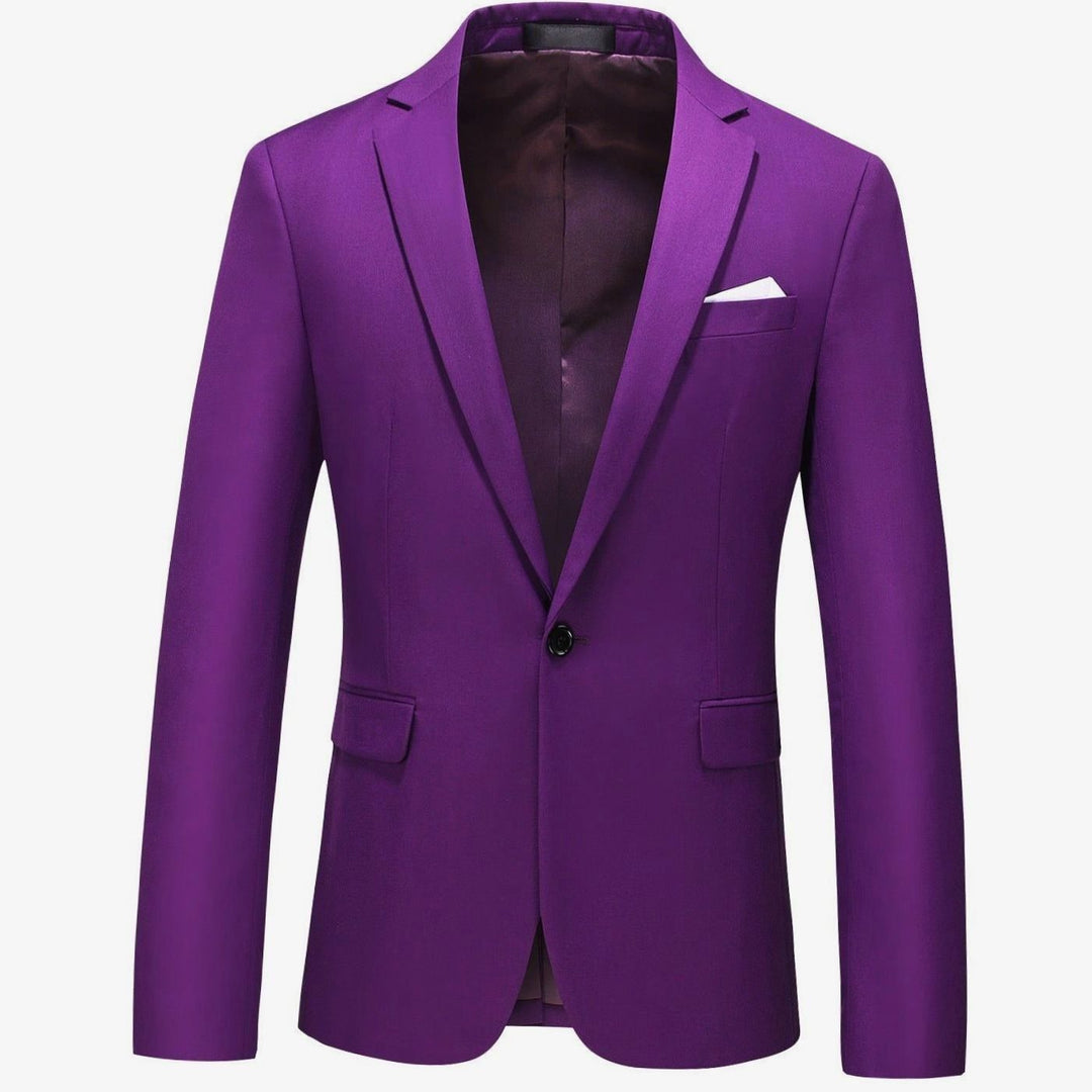 Men's Slim-Fit Single-Button Notch Lapel Blazer Jacket - Violet