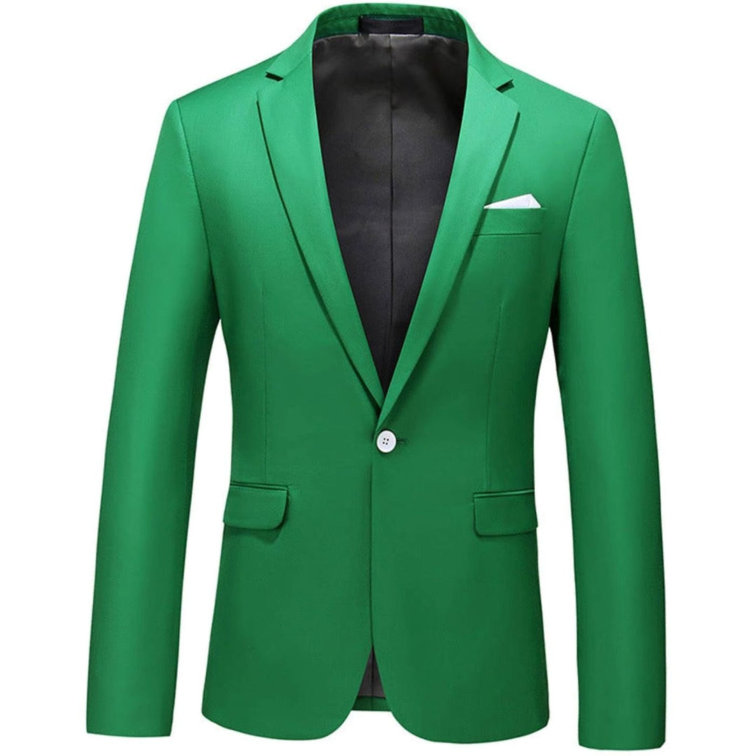 Men's Slim-Fit Single-Button Notch Lapel Blazer Jacket - Green