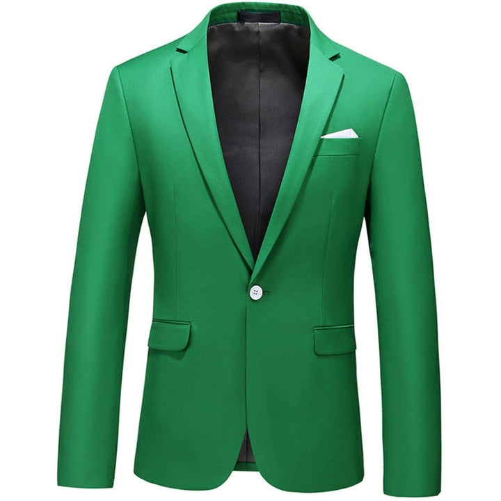 Men's Slim-Fit Single-Button Notch Lapel Blazer Jacket - Green