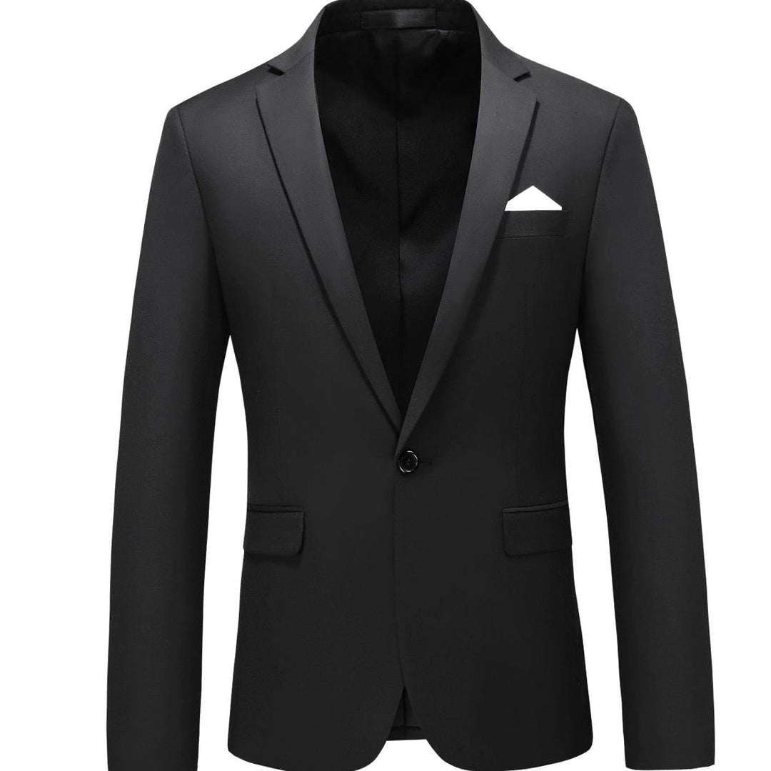 Men's Slim-Fit Single-Button Notch Lapel Blazer Jacket - Black