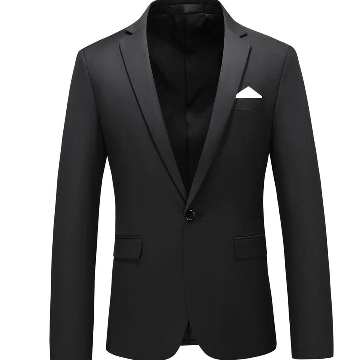 Men's Slim-Fit Single-Button Notch Lapel Blazer Jacket - Black