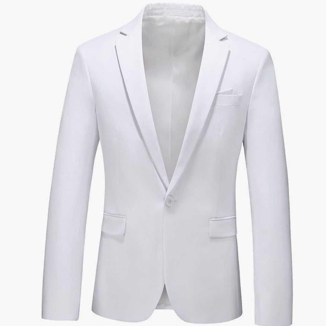 Men's Slim-Fit Single-Button Notch Lapel Blazer Jacket - White