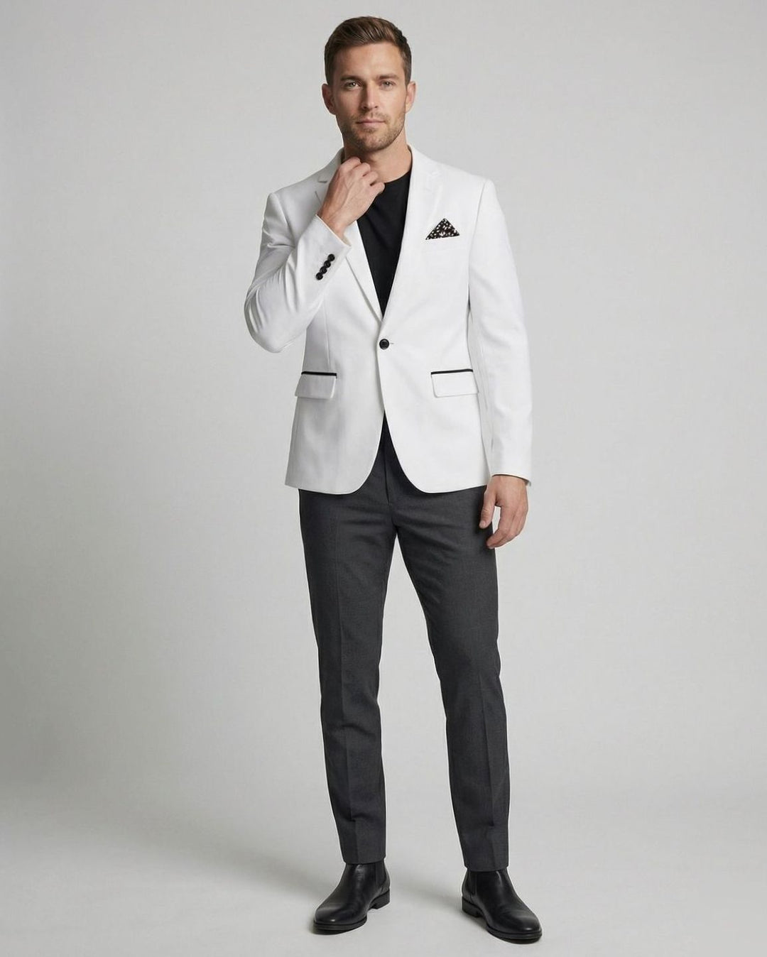 Men's Slim-Fit Single-Button Tuxedo Blazer Jacket