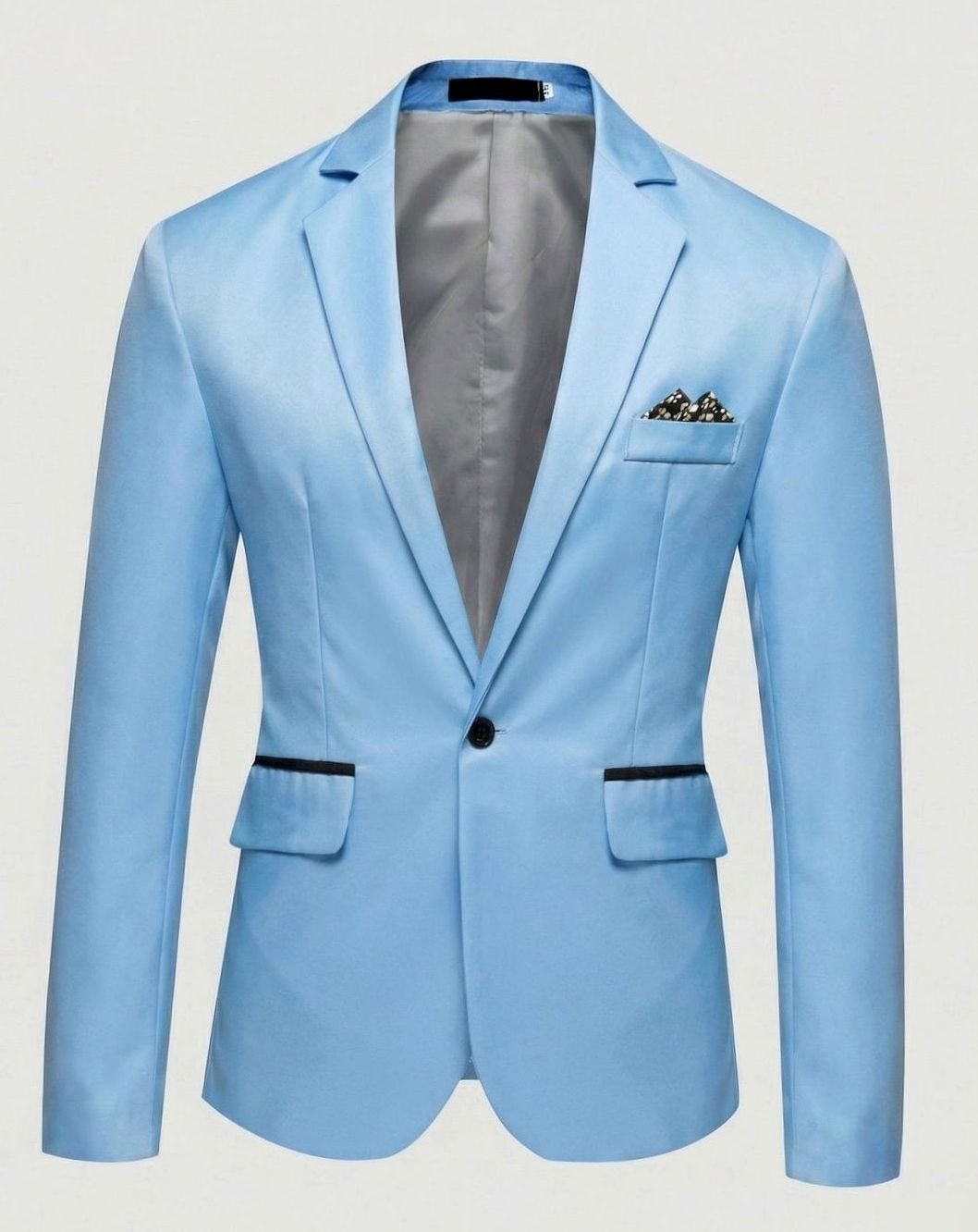 Men's Slim-Fit Single-Button Tuxedo Blazer Jacket - Sky Blue