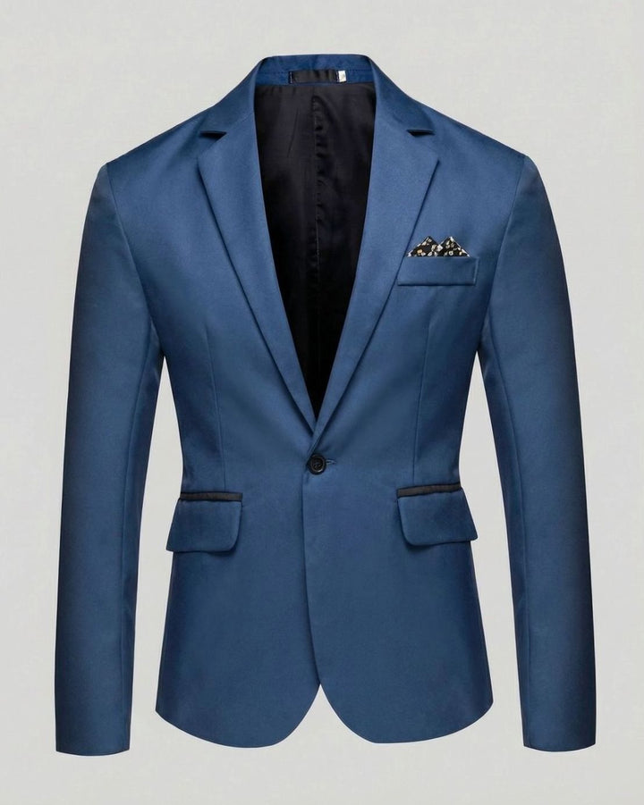 Men's Slim-Fit Single-Button Tuxedo Blazer Jacket - Blue