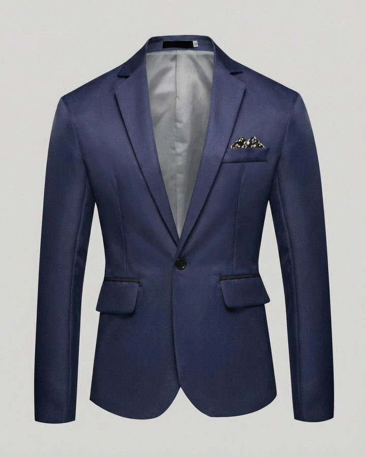 Men's Slim-Fit Single-Button Tuxedo Blazer Jacket - Navy Blue