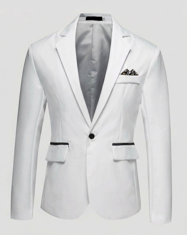 Men's Slim-Fit Single-Button Tuxedo Blazer Jacket - White