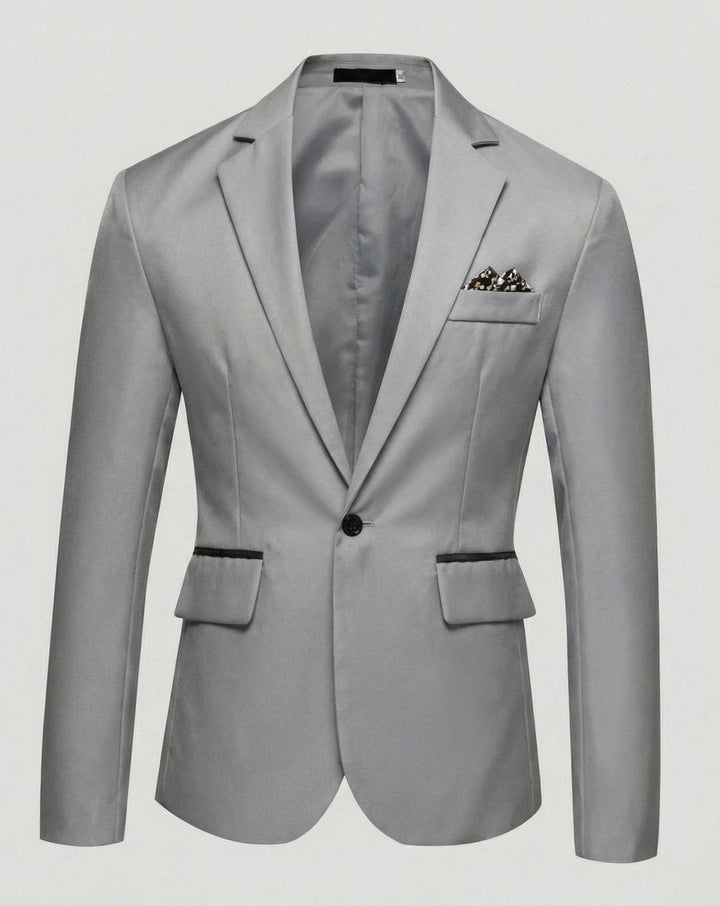 Men's Slim-Fit Single-Button Tuxedo Blazer Jacket - Gray