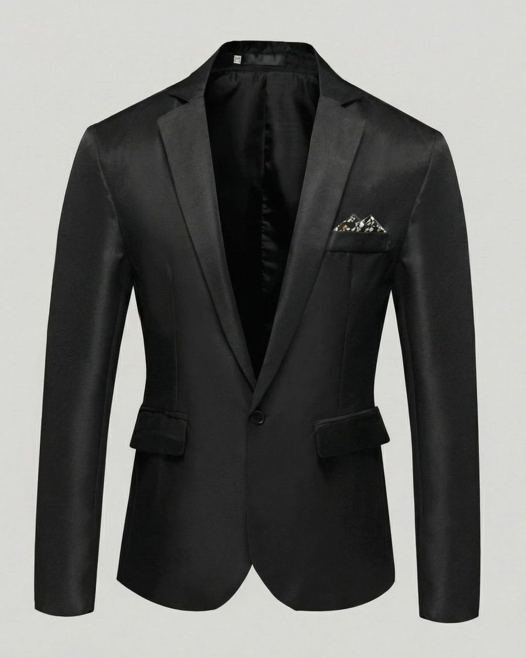 Men's Slim-Fit Single-Button Tuxedo Blazer Jacket - Black