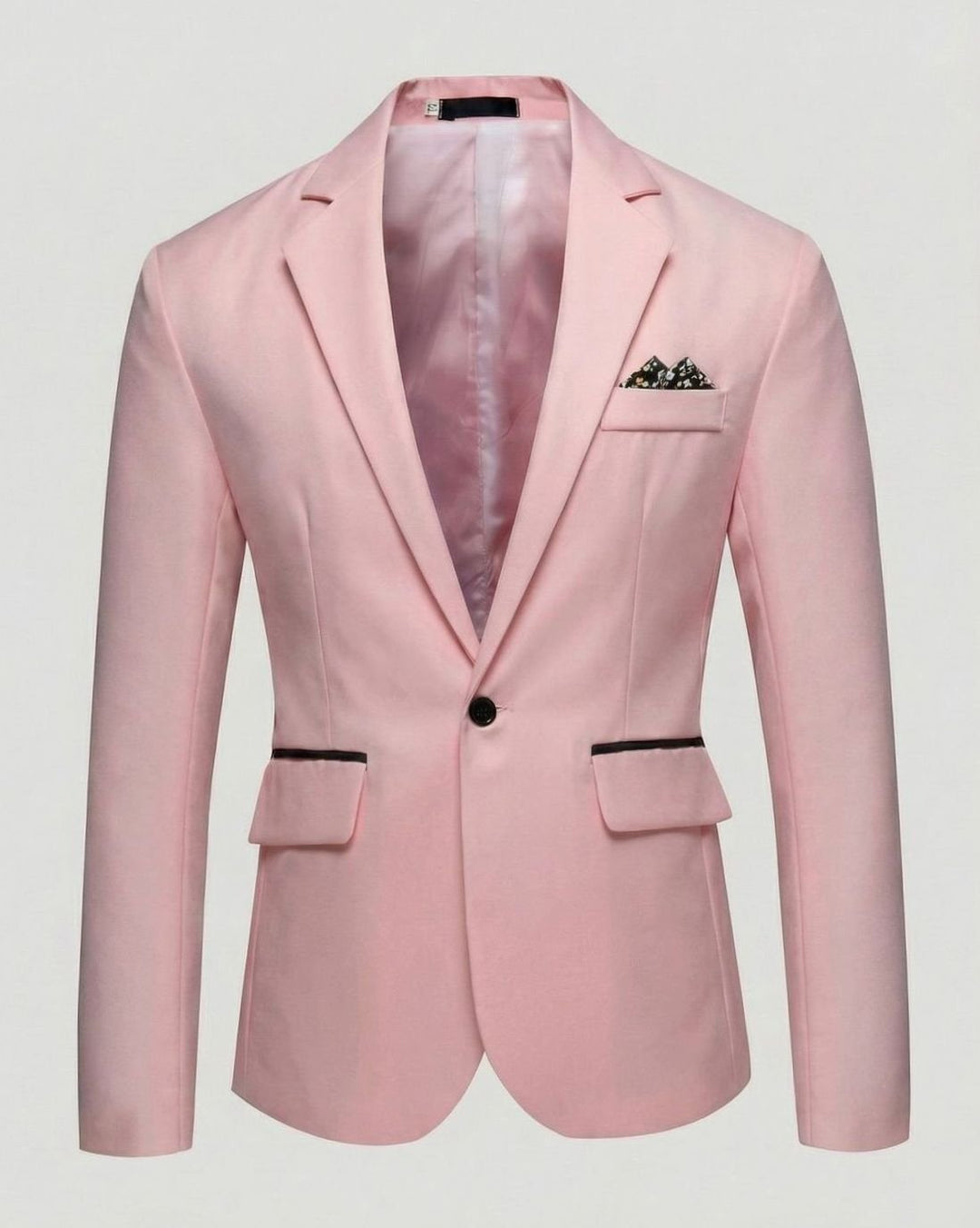 Men's Slim-Fit Single-Button Tuxedo Blazer Jacket - Pink