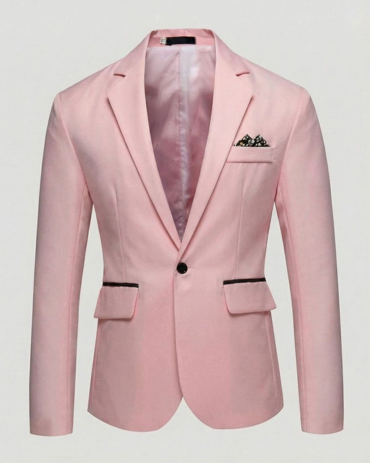 Men's Slim-Fit Single-Button Tuxedo Blazer Jacket - Pink
