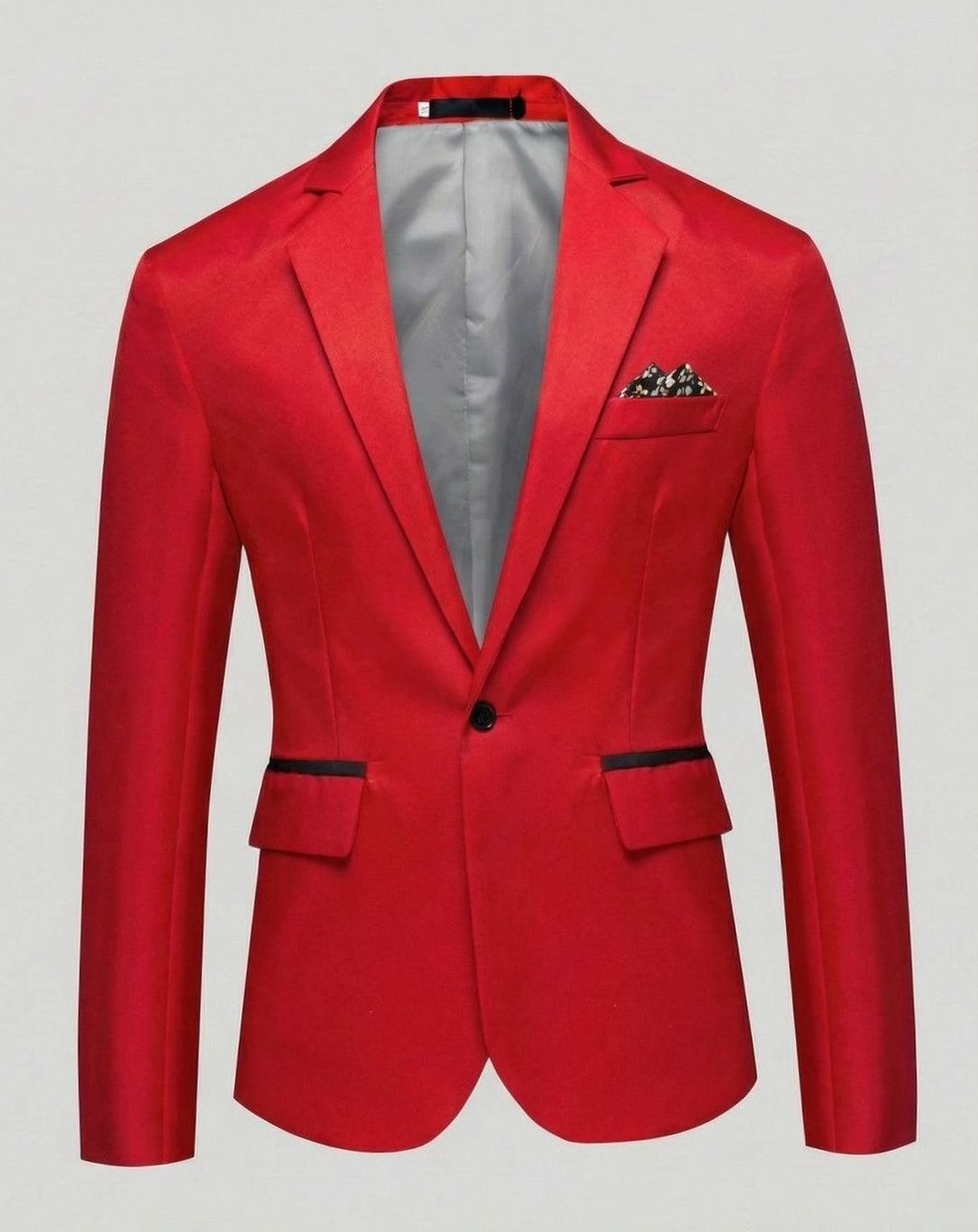 Men's Slim-Fit Single-Button Tuxedo Blazer Jacket - Red